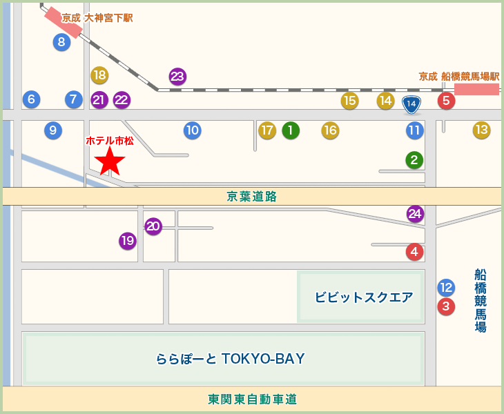 周辺設備 ホテル市松 船橋 幕張メッセ ららぽーと近くのビジネスホテル